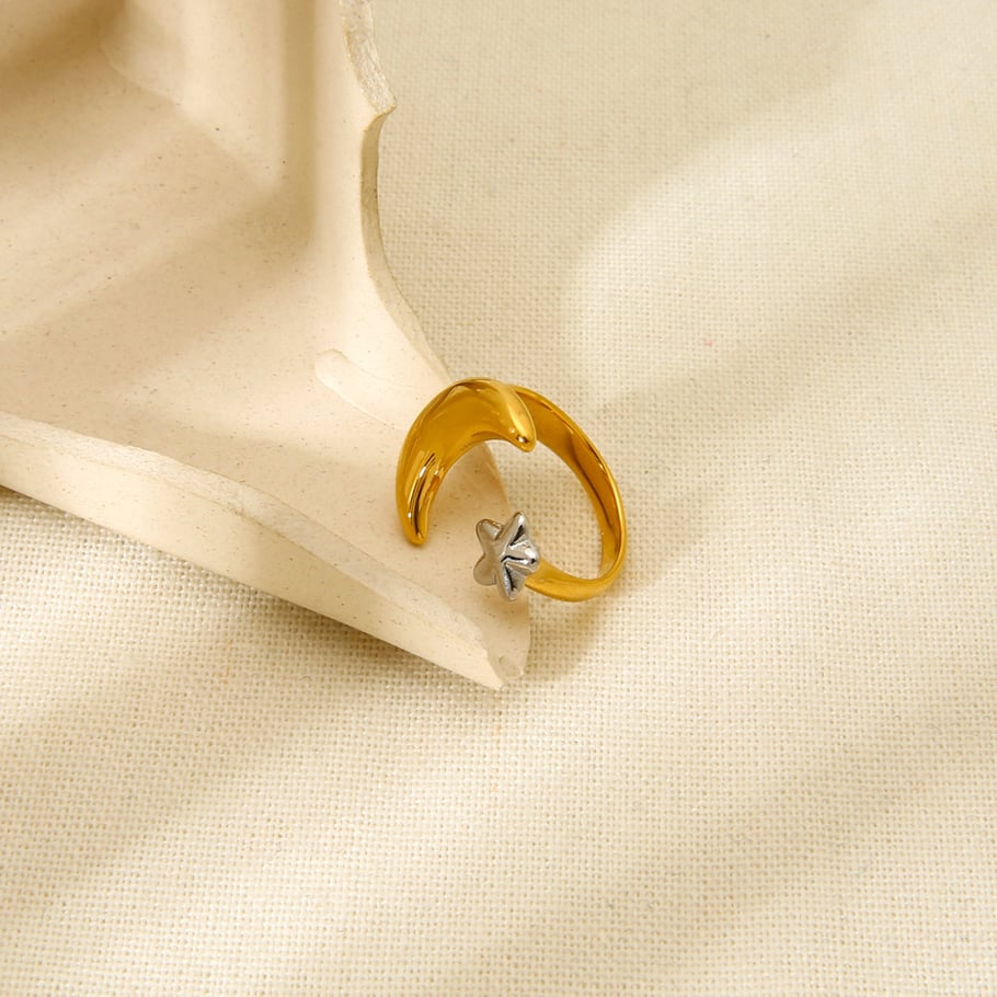 1 Piece Simplicity Collection Star Gold Stainless Steel Women's Ring Picture4