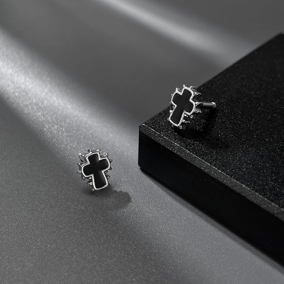 Delicate Cross Stainless Steel Men's Earrings Picture3