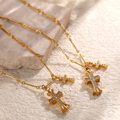 Cross Titanium Steel Gold Color Pendant Necklaces h5 Picture2