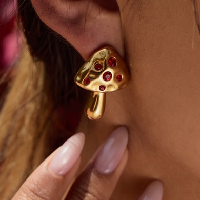 Cute Mushroom Stainless Steel Stud Earrings h5 Picture4