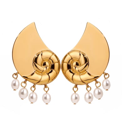 1 Pair Simple Series Personality Turtle Stainless Steel   Gold Color  Pearl Women's Stud Earrings h5 Picture5