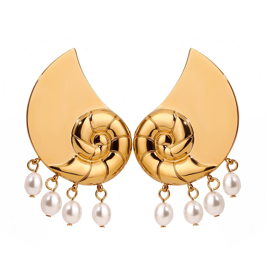 1 Pair Simple Series Personality Turtle Stainless Steel   Gold Color  Pearl Women's Stud Earrings Picture5