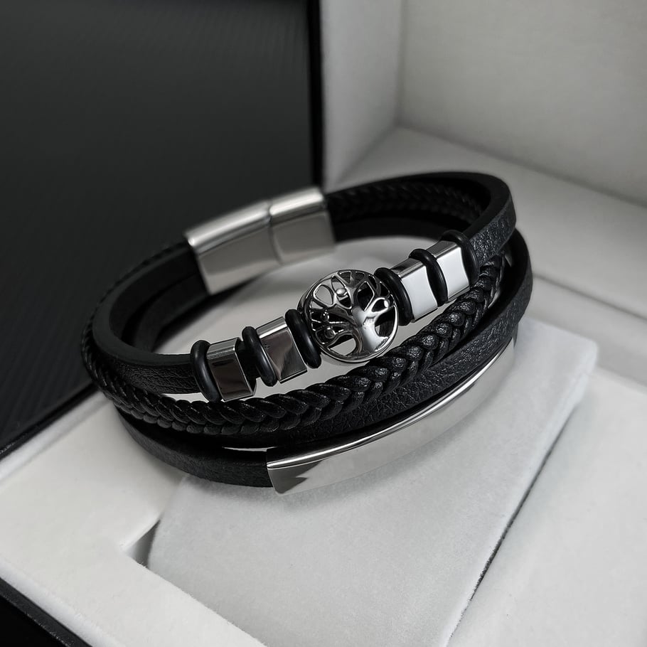 1 Piece Tree Of Life Stainless Steel Men's Bracelets Picture2