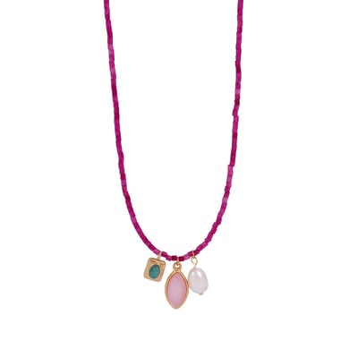 1 Piece Gorgeous Series Sweet Leaf Shape Colorful Natural Stone Stainless Steel Women's Beaded Necklaces h5 Picture7