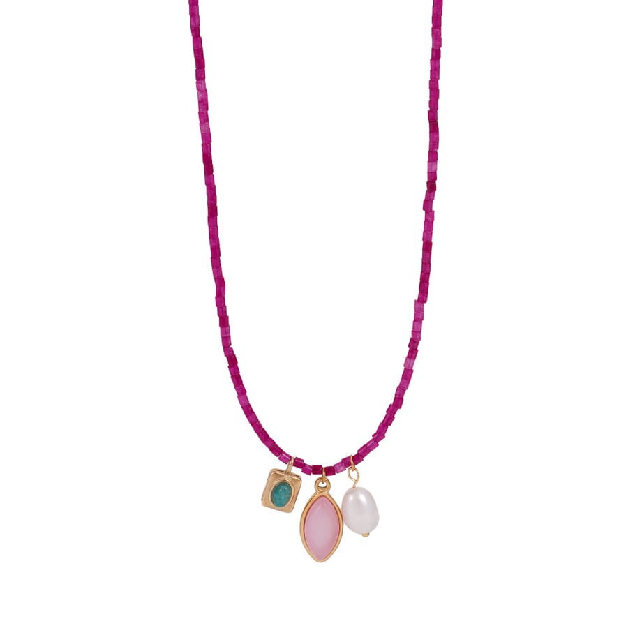 1 Piece Gorgeous Series Sweet Leaf Shape Colorful Natural Stone Stainless Steel Women's Beaded Necklaces Picture7