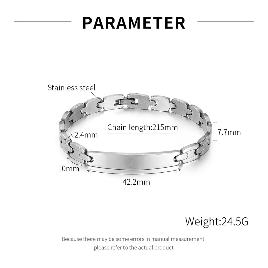 1 Piece Rugged Series Stylish Rectangular Stainless Steel Men's Bracelets Picture8