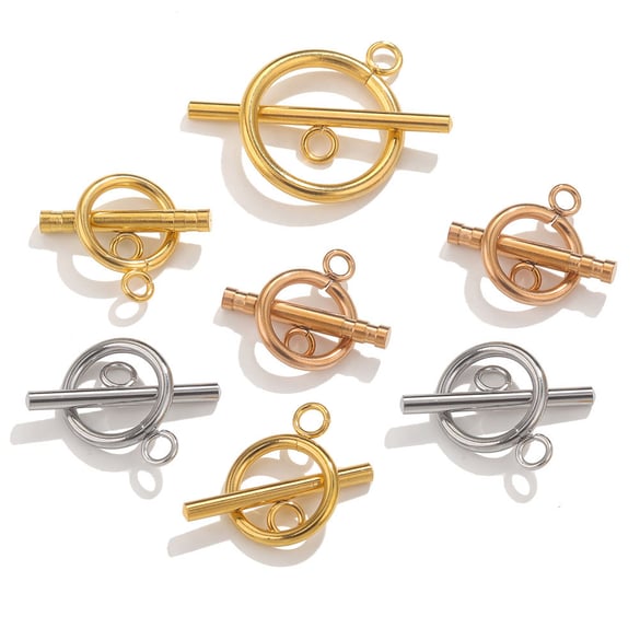 1 pezzo fai da te con chiusura a forma di O&amp;T in acciaio inossidabile color oro, pendenti da donna