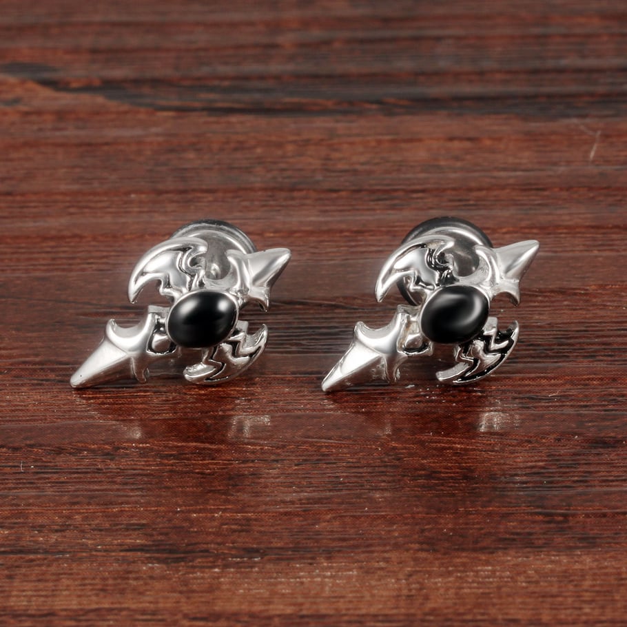 Boucles d&#39;oreilles à tige géométriques complexes en acier inoxydable pour homme Image3