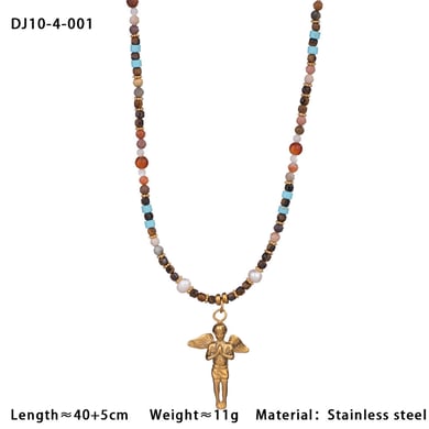 Vacation Turtle Summer Stainless Steel Gold Color Natural Stone Women's Pendant Necklaces h5 Picture2