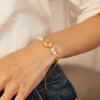 Pulsera de cadena de acero inoxidable color dorado para mujer, serie simple Daily Star, 1 pieza h5 Imagen4