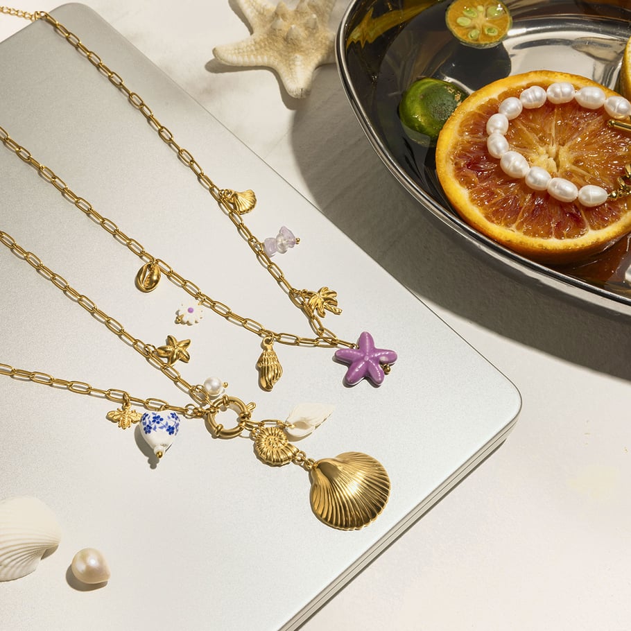 Ins Style Oceanic Stainless Steel Gold Color Pendant Necklaces Picture4