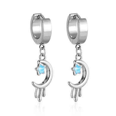 Pendientes colgantes de acero inoxidable con estrella sofisticada para mujer h5 
