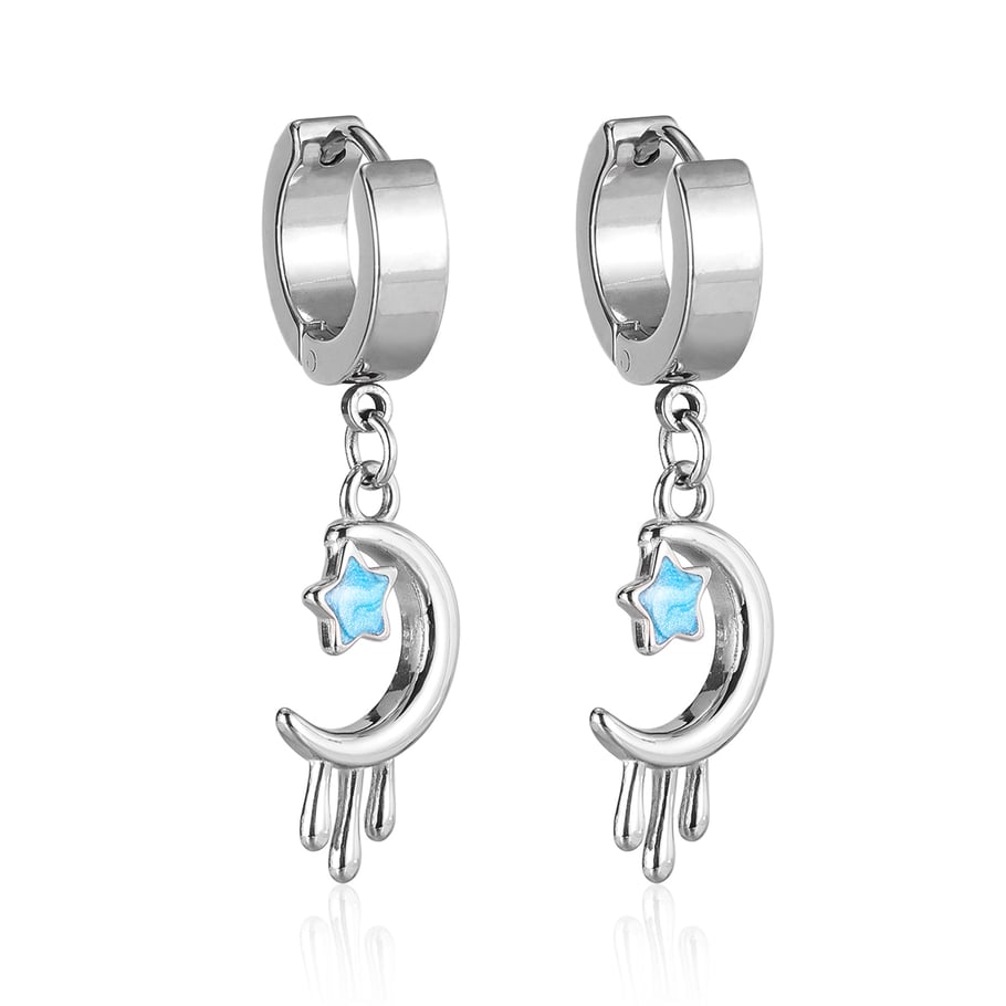 Pendientes colgantes de acero inoxidable con estrella sofisticada para mujer 