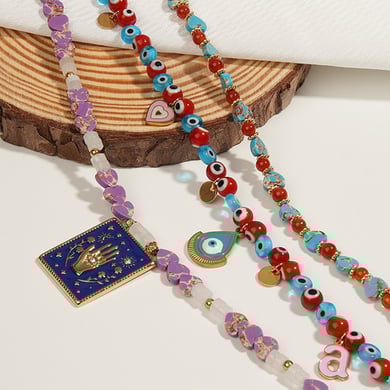 Sophisticated Eye Stainless Steel Gold Color Women's Beaded Necklaces h5 Picture4
