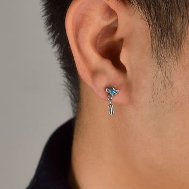 1 paire de boucles d&#39;oreilles à tige en acier inoxydable pour homme, série vintage, en forme d&#39;aigle h5 Image3