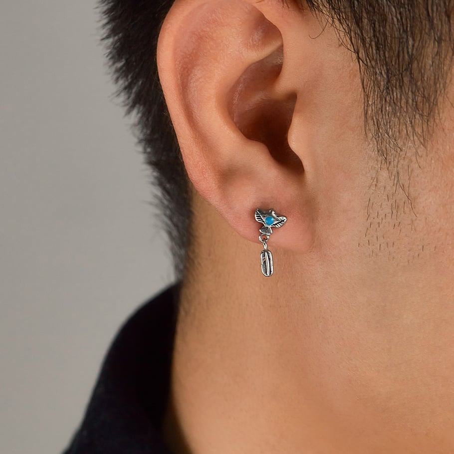 1 paire de boucles d&#39;oreilles à tige en acier inoxydable pour homme, série vintage, en forme d&#39;aigle Image3