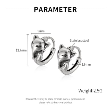 1 Piece Designable Series Chic Fox Stainless Steel Men's Hoop Earrings h5 Picture7