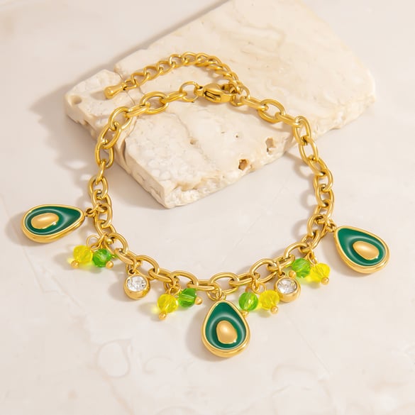1 stuk Eenvoudige serie schattige plant roestvrij staal goudkleurige dames bedelarmbanden