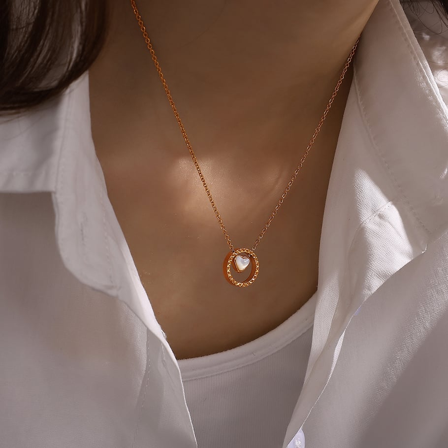 Heart Stainless Steel Gold Color Pendant Necklaces Picture5