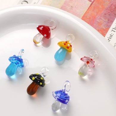 1 Piece Colorful Mushroom Glass DIY Women's Pendants h5 Picture3