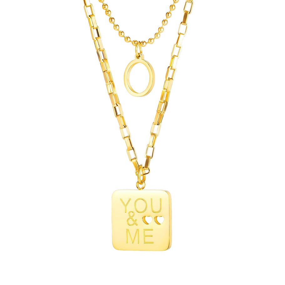 1 Piece Minimalist Series Simple Square Stainless Steel Gold Color Women's Layered Necklaces h5Picture6