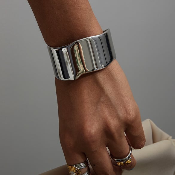 Solid Color Stainless Steel Cuff Bracelet 2