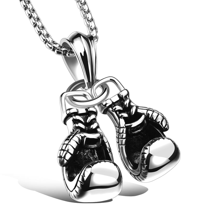 1 Piece Sleek Boxing Gloves Stainless Steel Men's Necklaces 