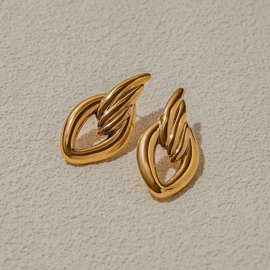 Ins Style Geometric Stainless Steel Gold Color Stud Earrings Picture4