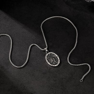 Classic Religious Oval Stainless Steel Men's Necklaces h5 Picture7