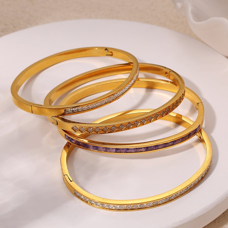 Classic Stainless Steel Gold Color Bangles Picture3