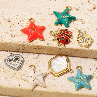 1 Stück Oceanic Series Vivid Starfish Edelstahl Goldfarben Damenanhänger h5 Bild3