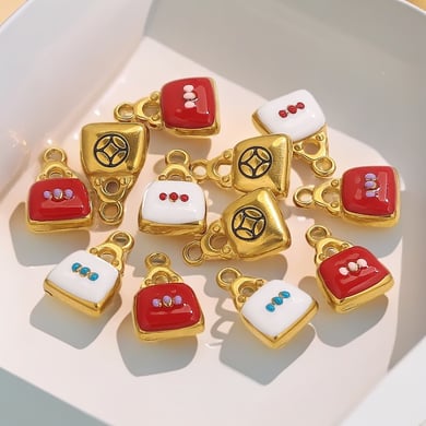 1 Piece Classic Bag Droplet Technique Stainless Steel Gold Color Women's Pendants h5 Picture3