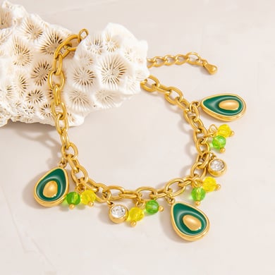 1 Piece Intricate Series Vivid Avocado Stainless Steel Gold Color Women's Charm Bracelets h5 Picture4