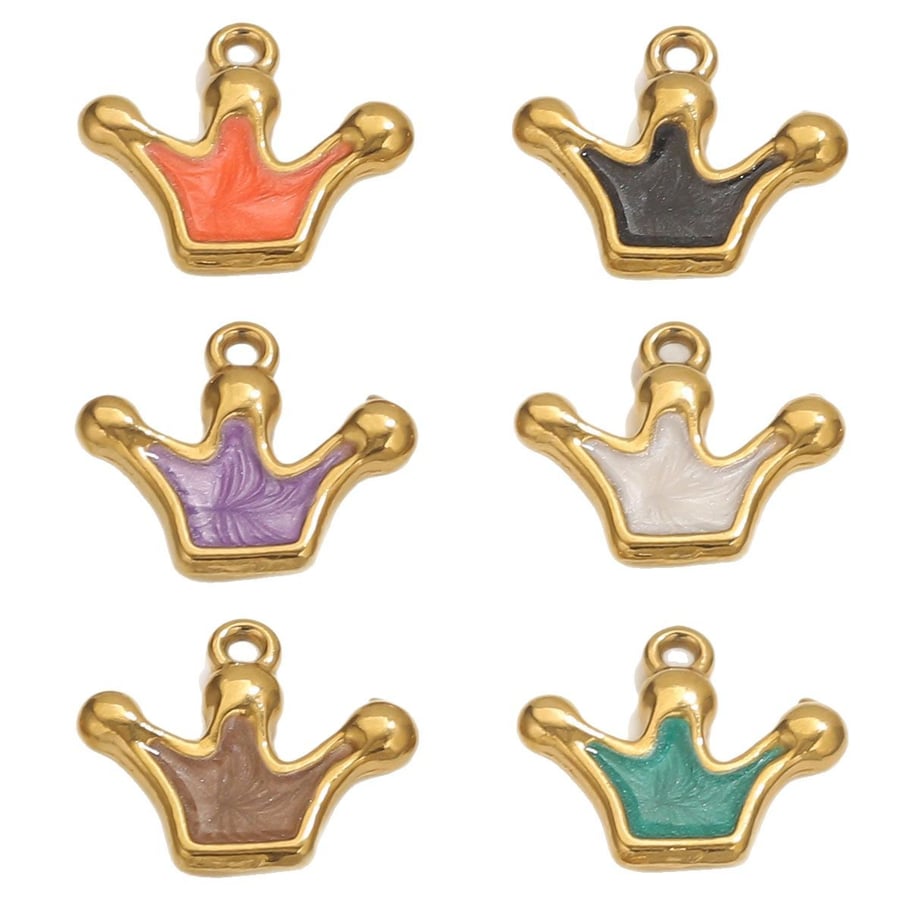 Pendentif luxueux en acier inoxydable en forme de couronne pour femme, 1 pièce Image6