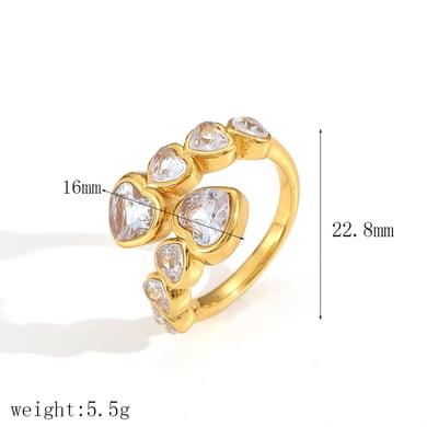 Luxurious Irregular Line Stainless Steel Gold Color Women's Rings h5 