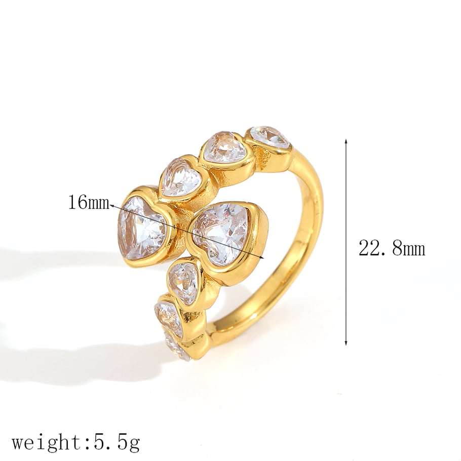 Luxurious Irregular Line Stainless Steel Gold Color Women's Rings 