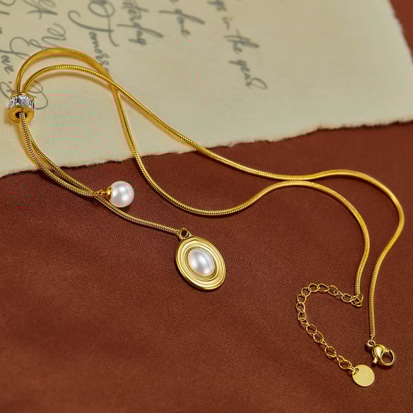 1 Stück einfache Serie elegante Quaste Edelstahl Damen Kette Halsketten 2