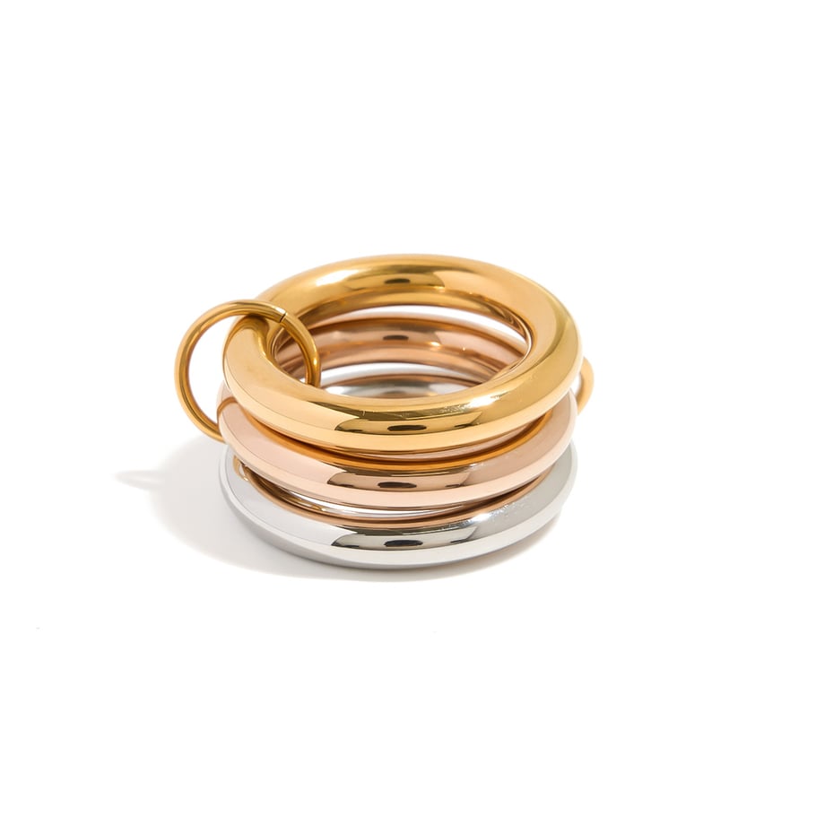 1 Piece Classic Layered Stainless Steel Women's Single Rings Picture8