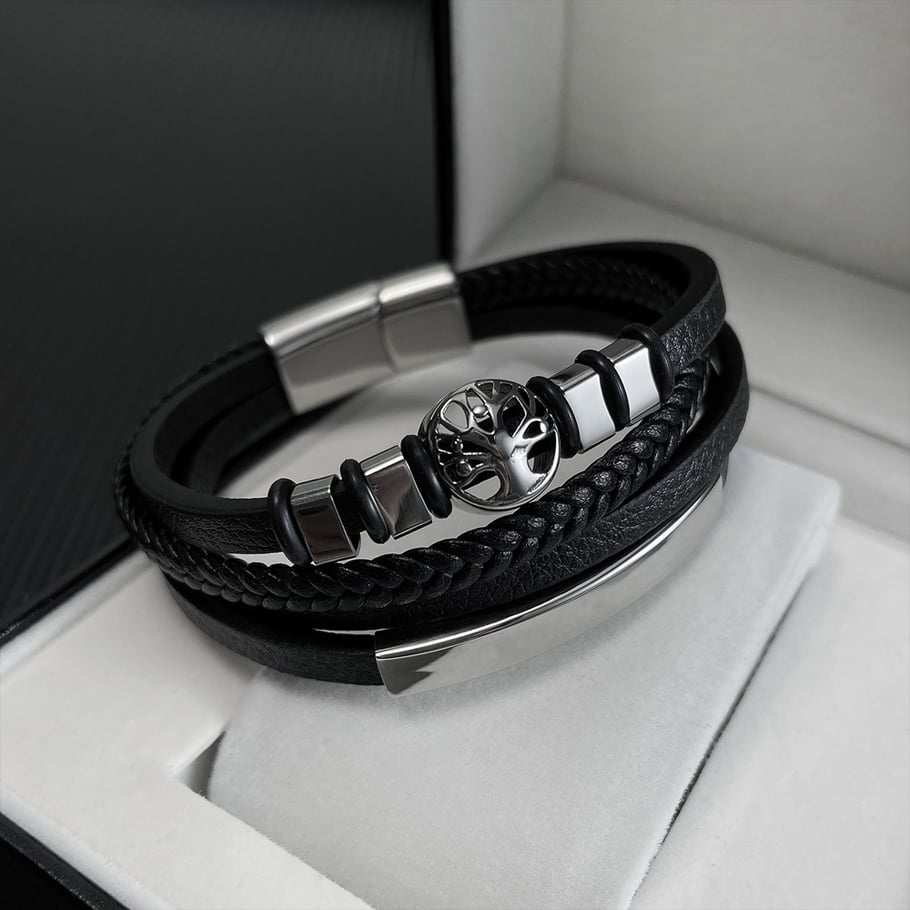 1 Stück Herrenarmbänder aus Edelstahl mit Lebensbaum h5Bild4