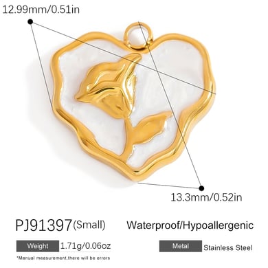 Oil-spot Glazing Flower Stainless Steel Gold Color Women's Pendants h5 Picture2