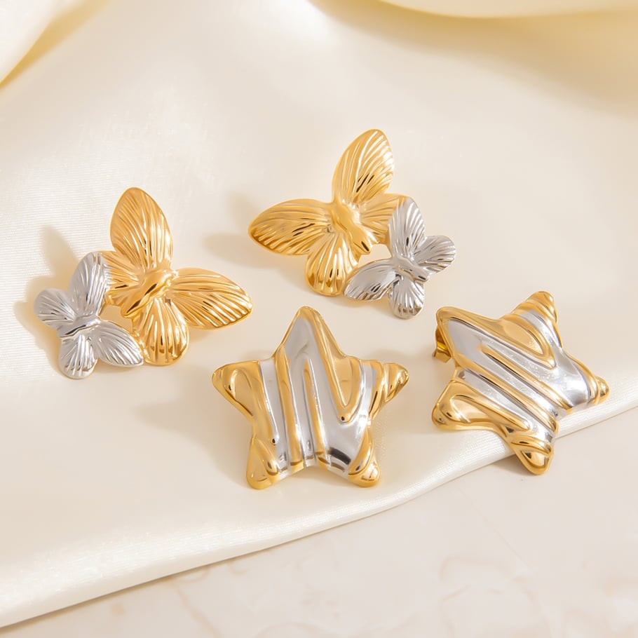 Retro Star Titanium Steel Gold Color Women's Stud Earrings Picture4