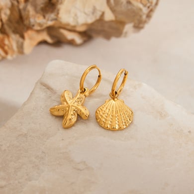 Starfish Stainless Steel Gold Color Drop Earrings h5 Picture5