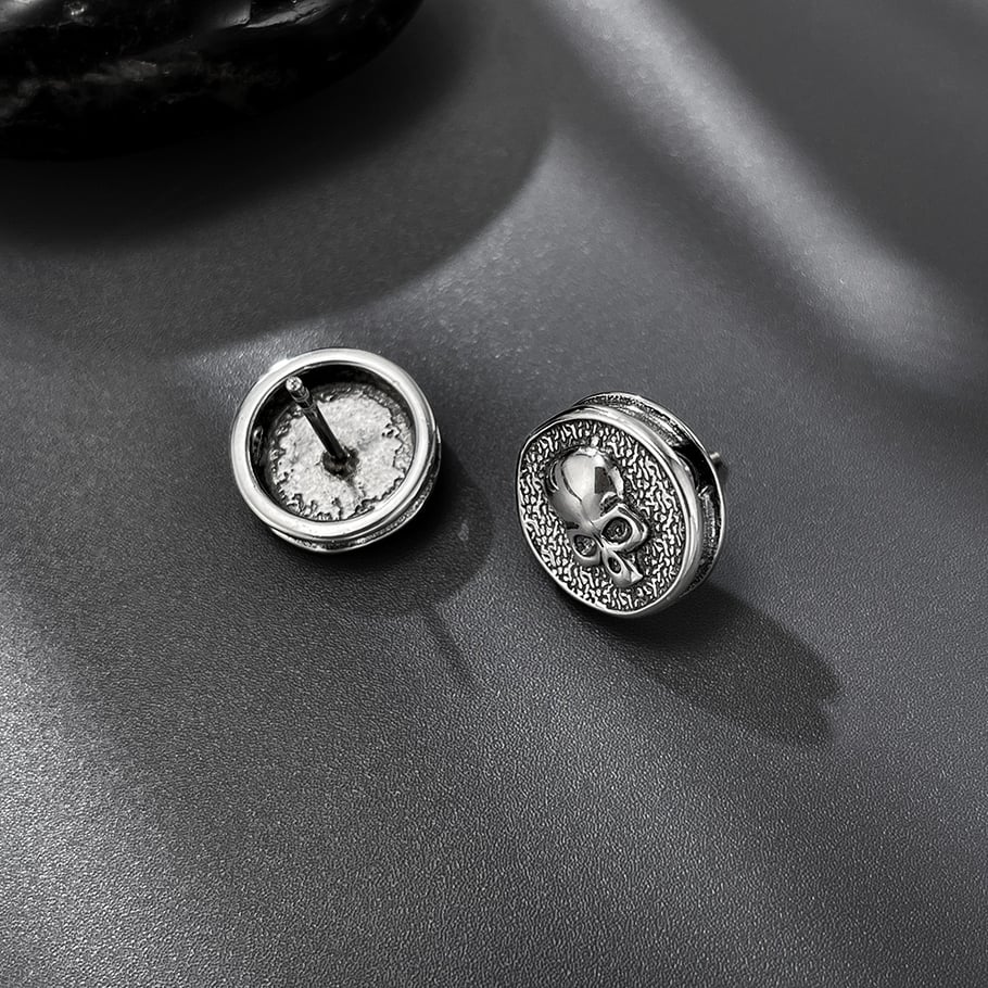 1 Pair Vintage Skull Stainless Steel Men's Earrings Picture5