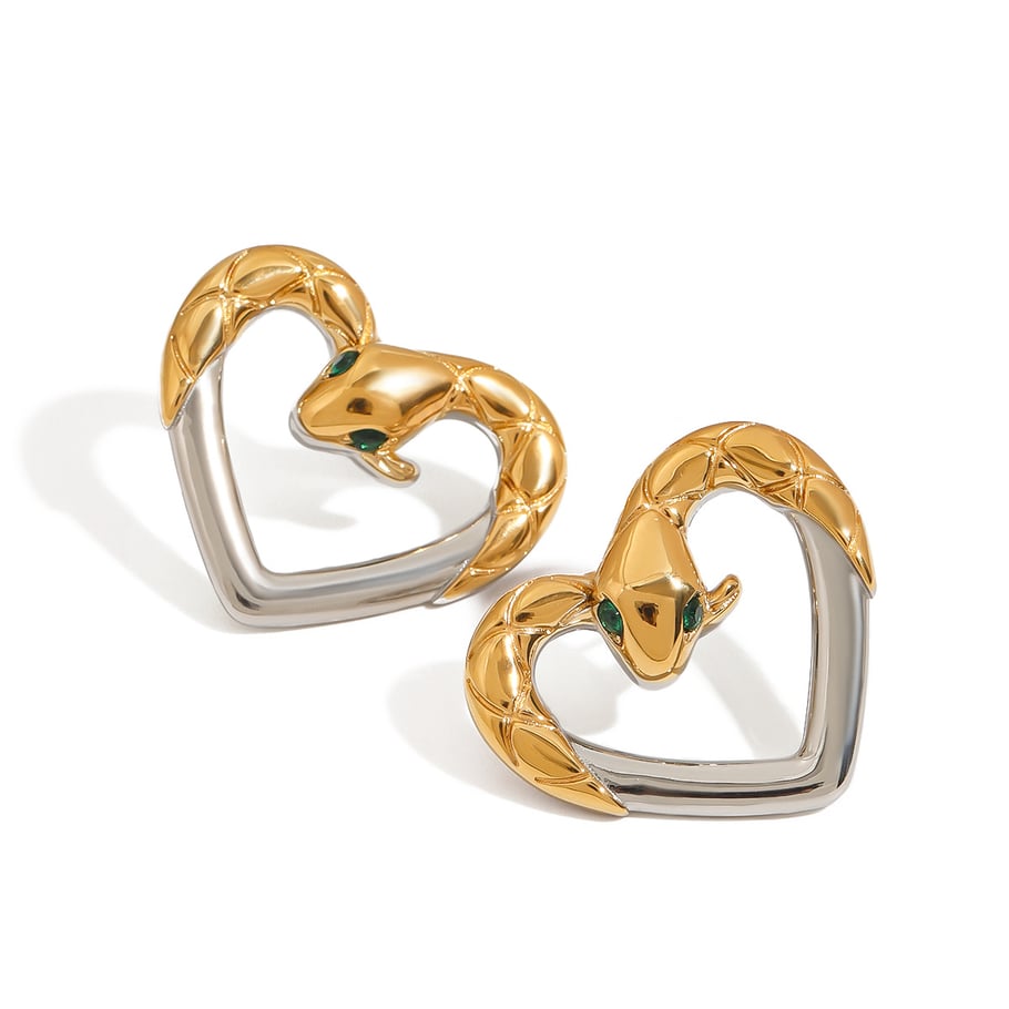1 Pair Luxury Style Heart Shape Stainless Steel Gold Color Women's Stud Earrings Picture6