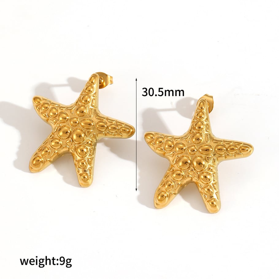 1 Pair Marine Design Gold Color Women's Stud Earrings 