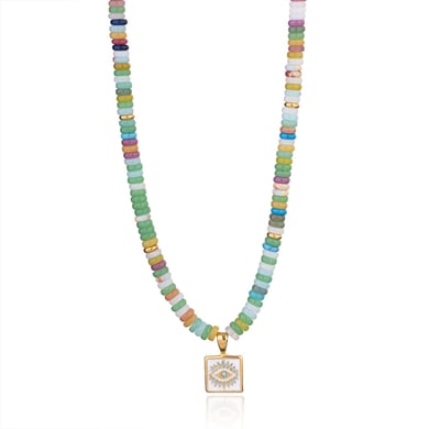 1 Piece Sophisticated Series Elegant Eye Stainless Steel Gold Color Green Crystal Women's Beaded Necklaces h5 Picture7