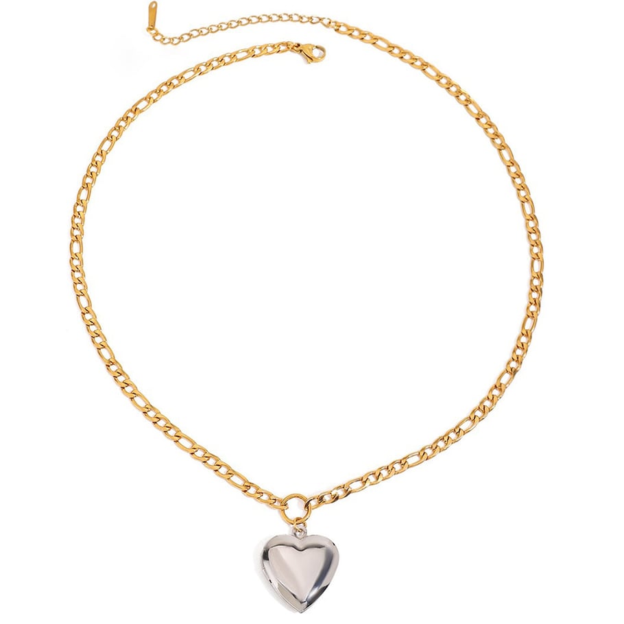 Simple Heart Stainless Steel Mixed Color Pendant Necklaces 