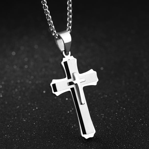 1 pezzo di collana da uomo in acciaio inossidabile con croce minimalista