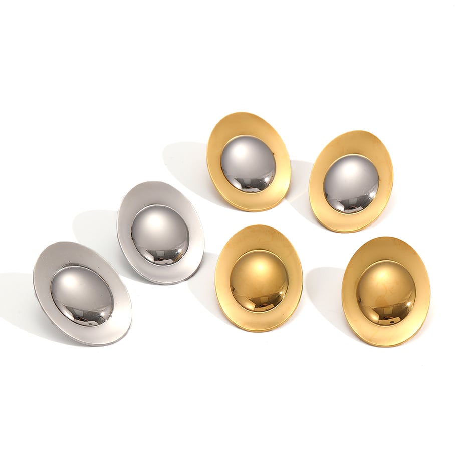 Geometrische Ohrstecker aus Edelstahl in Goldfarbe Bild3