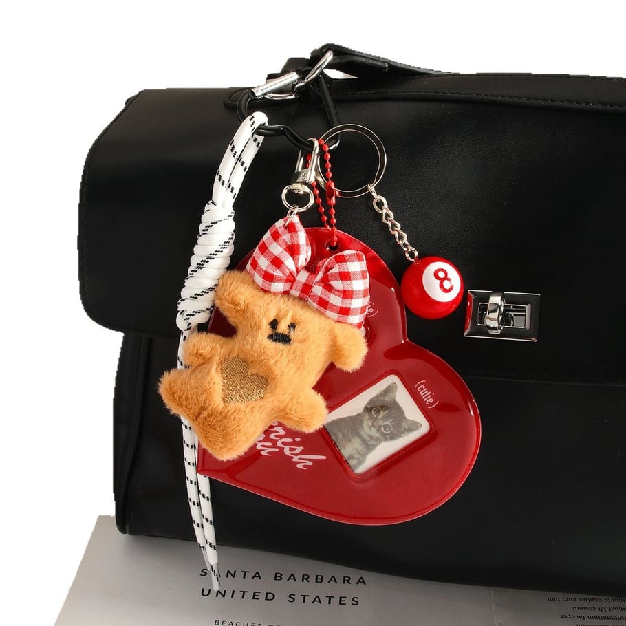 1 Piece Cute Plush Bow Bear Women's Bag Pendant Picture6